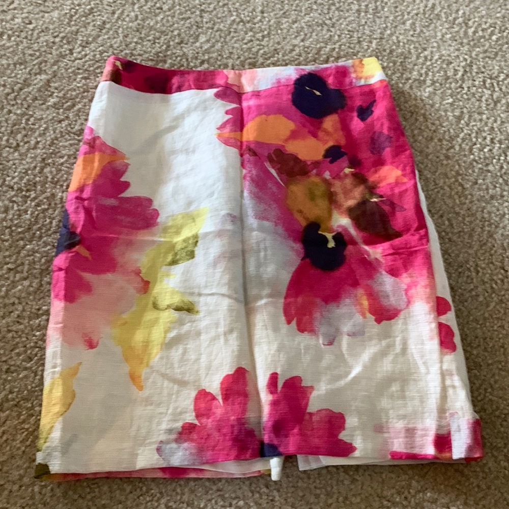 Loft 2 linen blend floral skirt